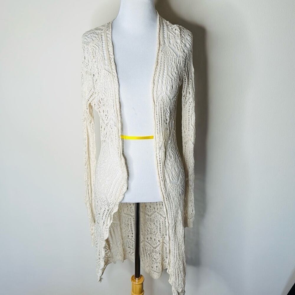 Bershka Cream Crochet Bohemian Cardigan Coverup